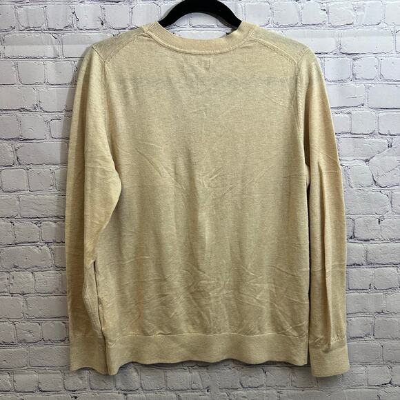 Quince Women's V-Neck Sweater Organic Cotton Cashmere Medium Beige Soft - Picture 4 of 7
